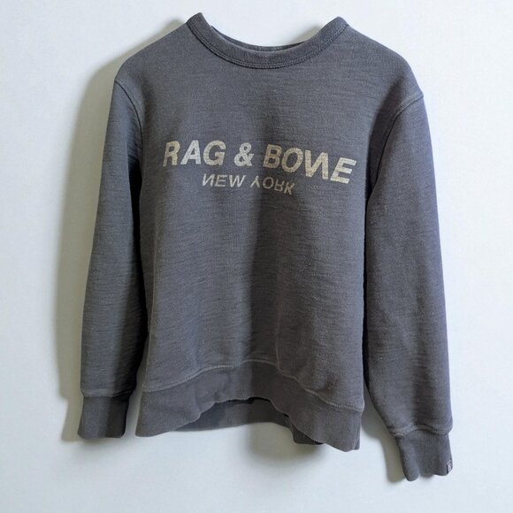 Rag & Bone Loopback Logo Print Crew Neck Sweatshirt, Men's Size L, Black - Picture 6 of 6